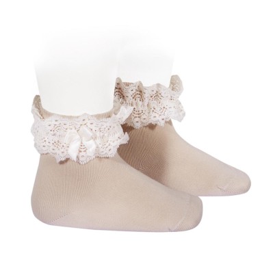 Calzino corto merletto e fiocco Calzini