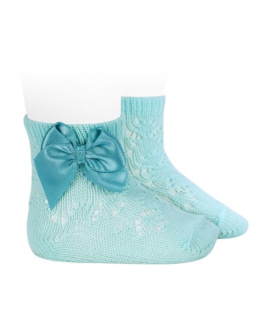 Calzino corto traforato con fiocco in raso Calzini