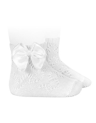 Calzino corto traforato con fiocco in raso Calzini