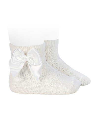 Calzino corto traforato con fiocco in raso Calzini