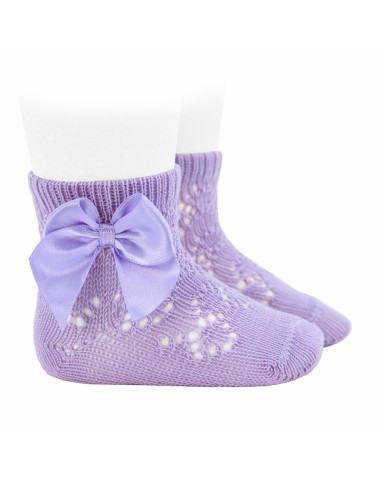 Calzino corto traforato con fiocco in raso Calzini